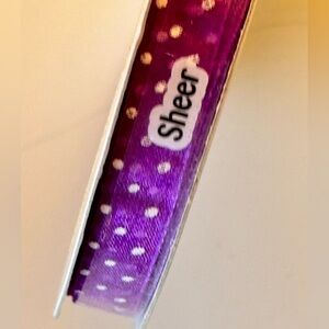 3/8” Sheer Purple & White Polka Dot Ribbon